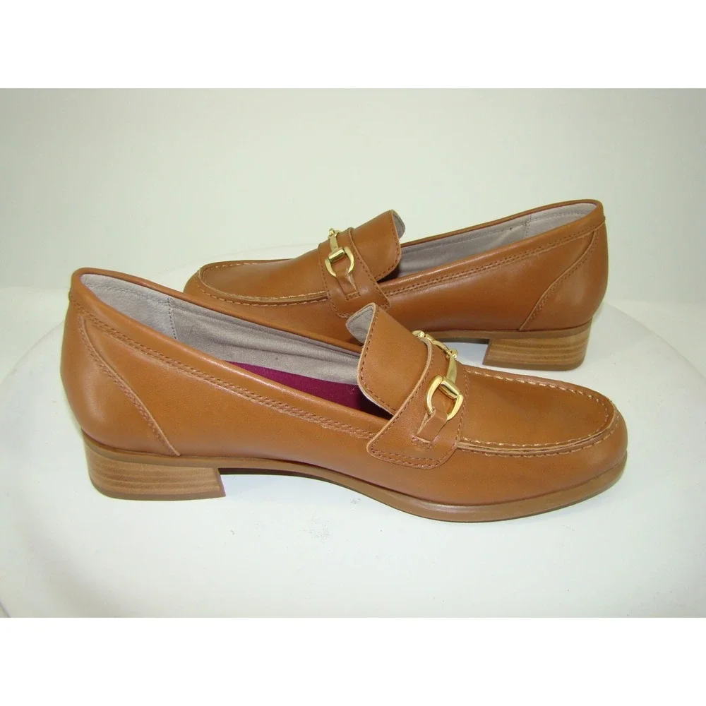 NEW MUNRO GRYFFIN WOMENS TAN LEATHER BIT LOAFERS SHOES SIZE 12M C122